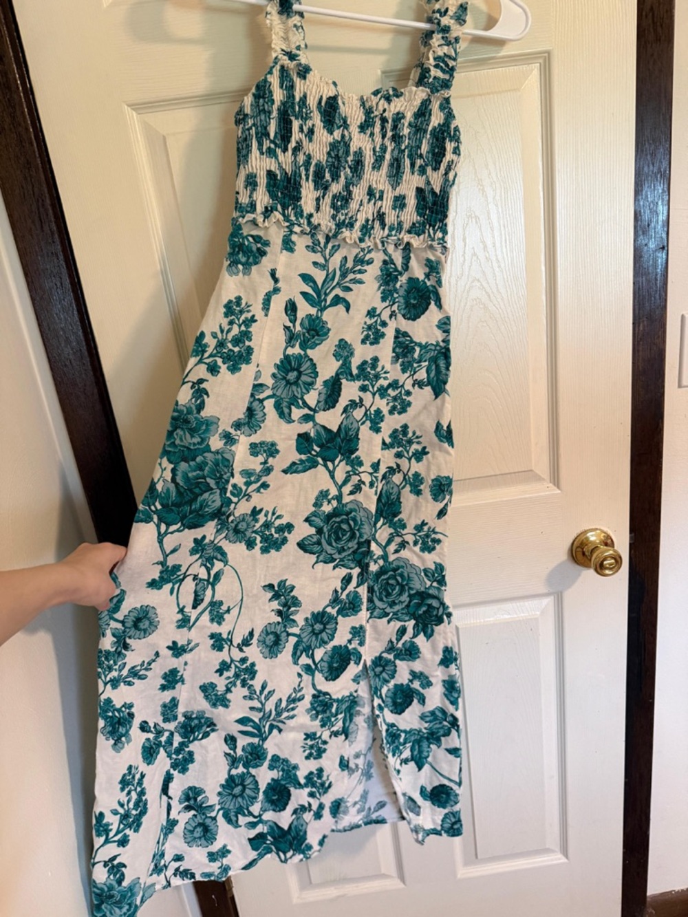 Zara White Mini Dress with Teal Floral Print - Picture 6 of 7